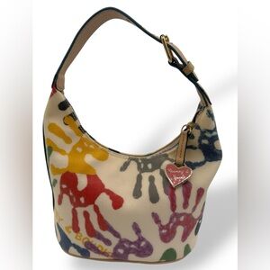 DOONEY & BOURKE Vintage Y2K Multicolor Heart Charm Small Hobo Bag Purse Leather